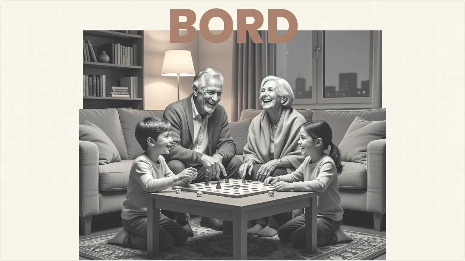 Flergenerasjonsfamilie som med glede spiller et brettspill sammen