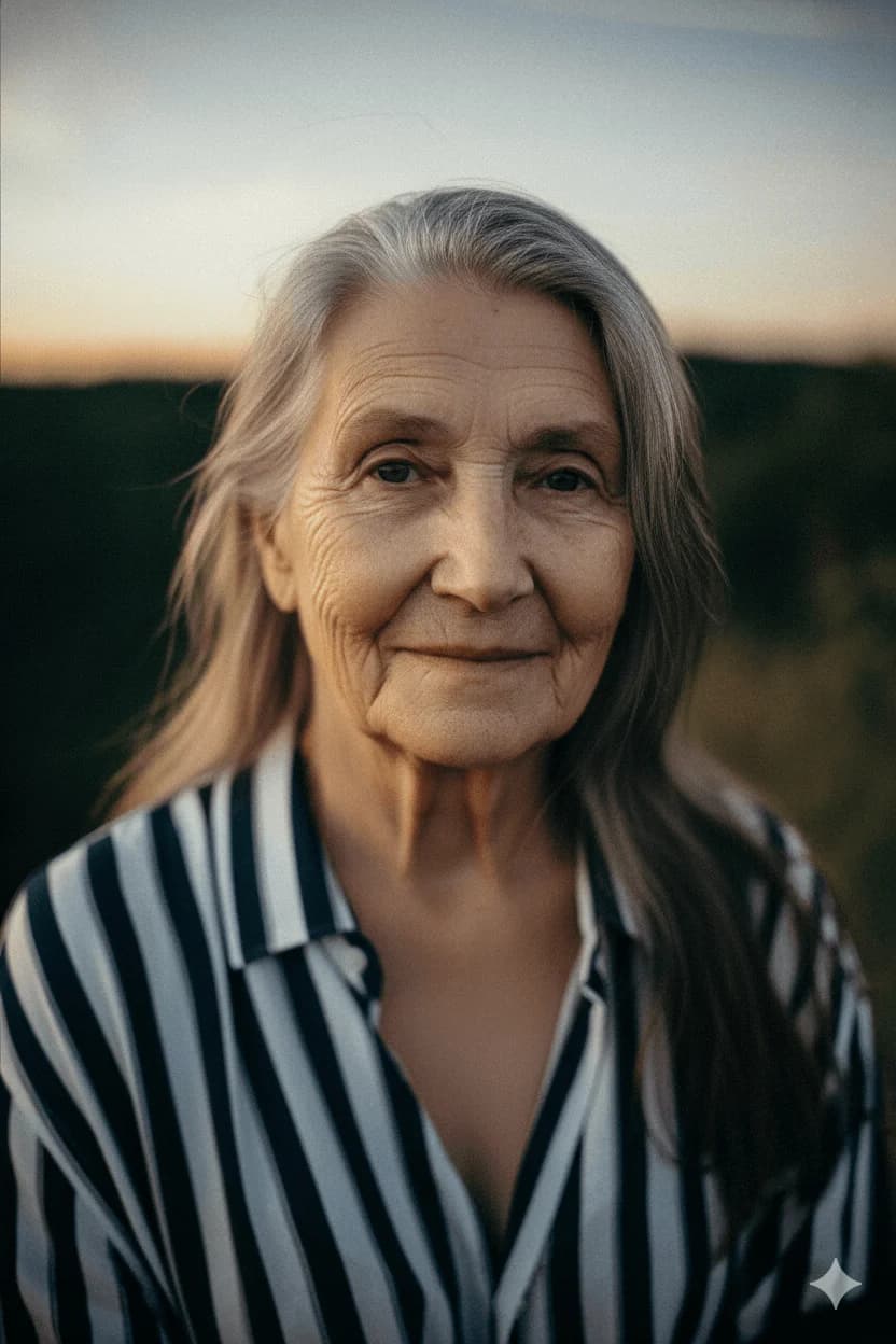 Elderly woman in thoughtful conversation